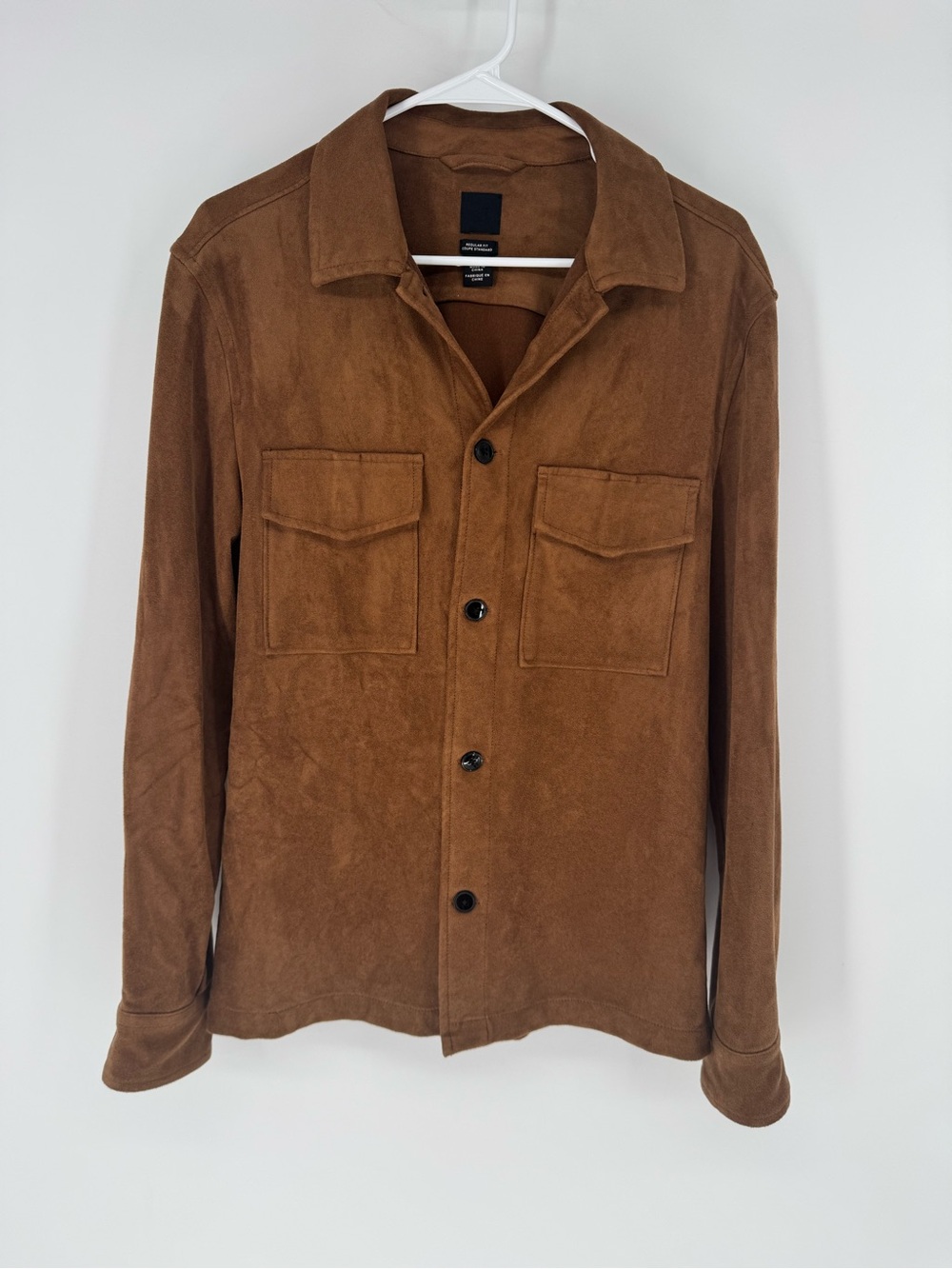 H&M Brown Suede-Look Button-Down Shirt Jacket small